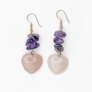Aretes de corazón piedra tallada