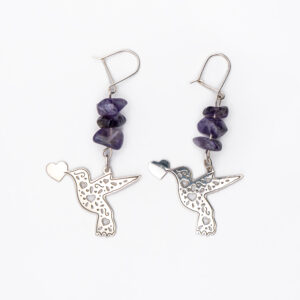 Aretes colibrí corazón